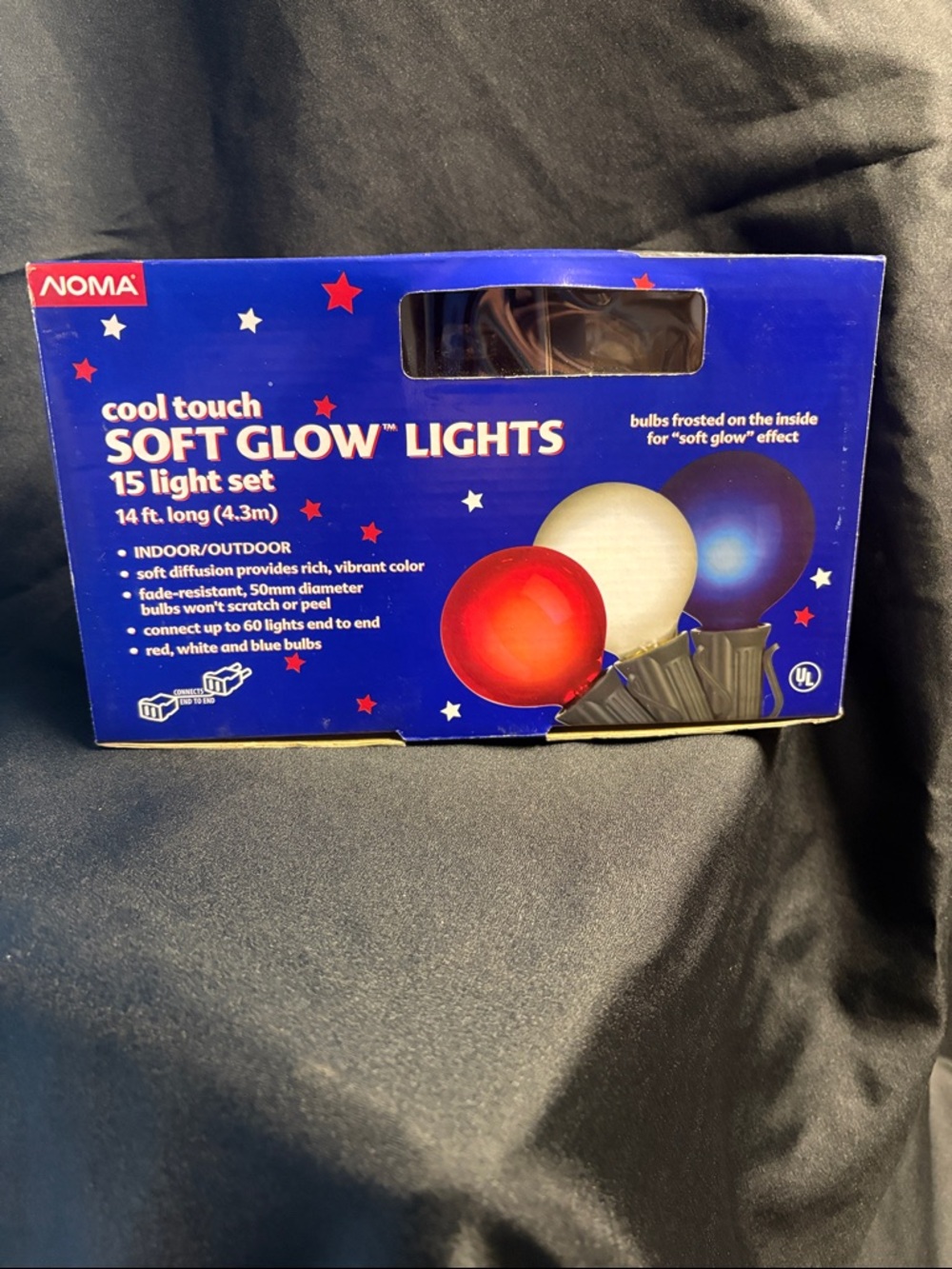 NOMA Soft Glow 15-Light Set — Red, White & Blue Party Lights
